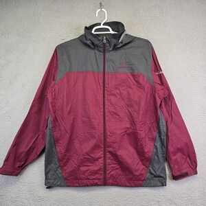Columbia Windbreaker Jacket Men's L Maroon Colorblock Rain Coat Lighgtweight